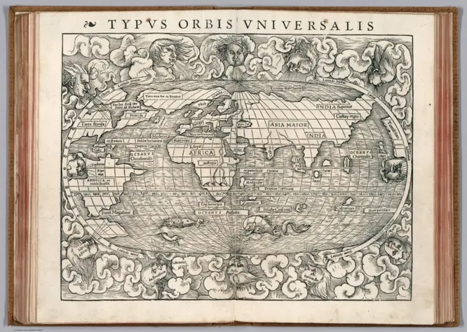 Typus Orbis Universalis;Munster, Sebastian, 1448–1552; Ptolemy, Claudius; Pirckheimer, Willibald, 1470-1530;1540;11623.009