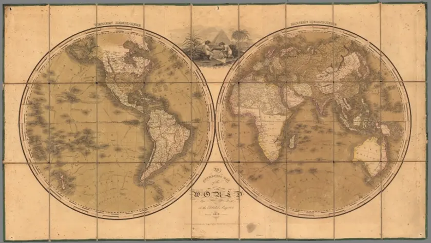 An Authentic map of the world on the globular projection;Tanner, Henry Schenck;1819;13013.002
