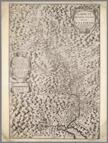 Carte et description generale de la Valtoline;Mariette, Pierre-Jean, 1603-1657; Tavernier, Melchior;1625;13021.054