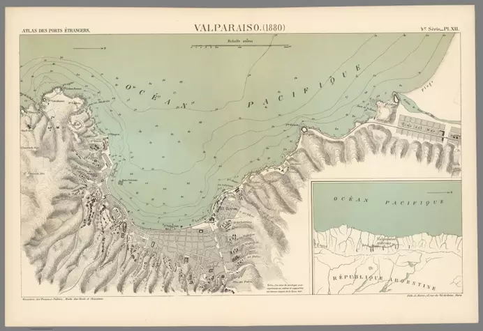 Valparaiso. (1880).;France. Ministère des travaux publics. Administration des routes; France. Direction des cartes, plans et archives et de la statistique graphique; École nationale des ponts et chaussées (France);1880;14306.102