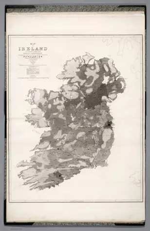 II. Map of Ireland to accompany the Report of the Railway Commissioners shewing the comparative Density of Population. Constructed under the Direction of the Commissioners by Henry D. Harness Lt. Royal Engineers 1837.;IRISH RAILWAY COMMISSION; HARNESS, He