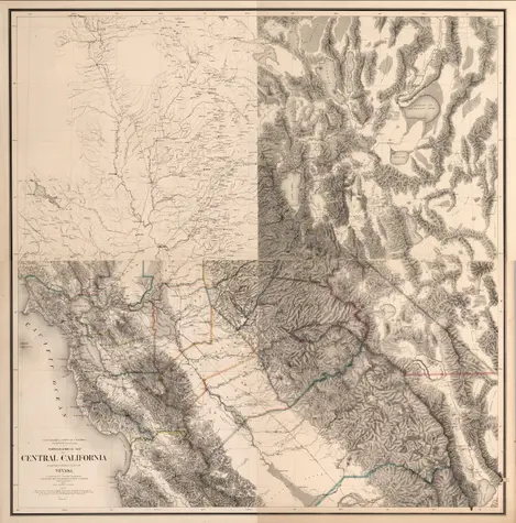 Composite: Topographical Map of Central California Together With a Part of Nevada, Sheets I-IV.;California Geological Survey ; Hoffman; Hoffmann, Charles F.; Whitney, J.D.;1873;2546.006