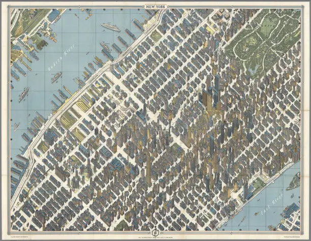 New York City Picture Map - a 3-D Map of Mid-town Manhattan.;Bollmann, Hermann (1911-1971);1962;3764.004