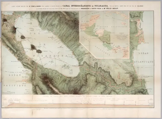 Carte D'Etude Pour Le Trace Et Le Profil De Canal De Nicaragua;Belly, Felix; Gamond, Thome;1858;4386.004