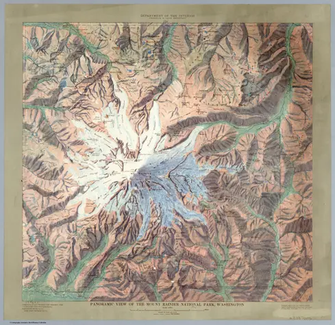 Panoramic View of the Mount Rainier National Park, Washington.;USGS (U.S. Geological Survey); Renshaw, John H.;1914;6925.000