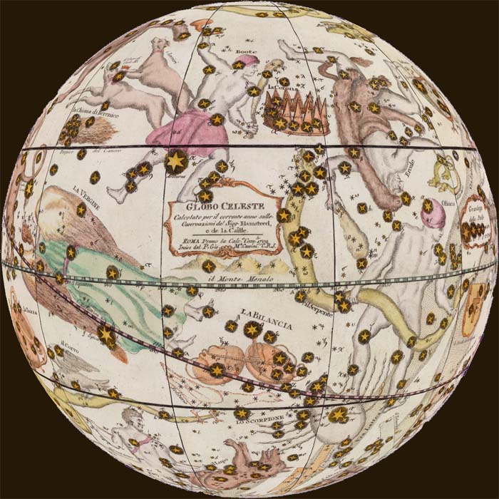 Historic Map : Globe Terrestre (with) Globe Celestre (with) Compass Ro -  Historic Pictoric